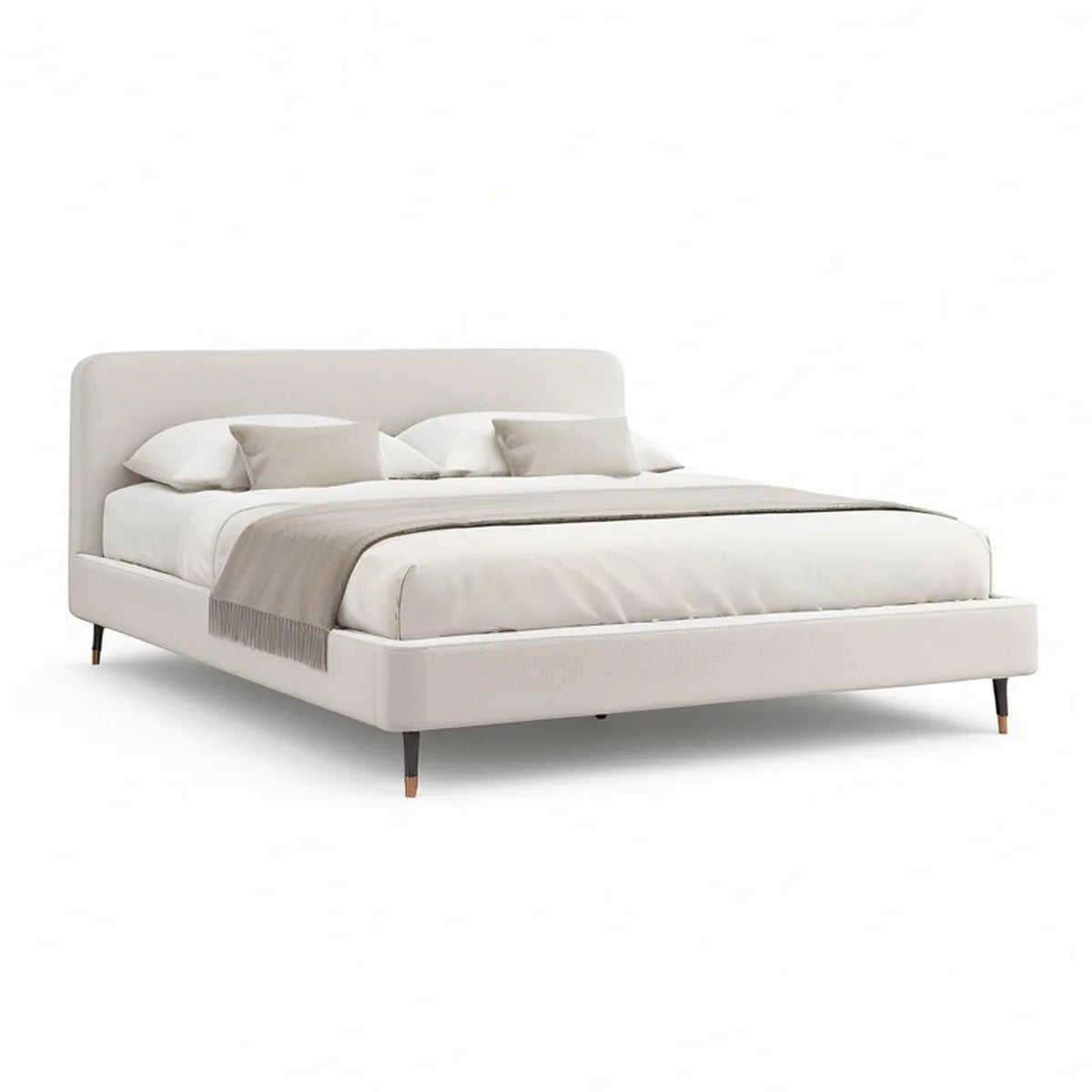 Cama de Casal Estofada 180 x 200 cm em Poliéster Bege