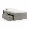 Cama Individual Cinzenta com Gavetão e Arrumação, para Colchão 90 x 190 cm, 199 x 100 x 66 cm