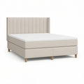 Cama de Casal Estofada Bege com Cabeceira Vertical, 160 x 200 cm