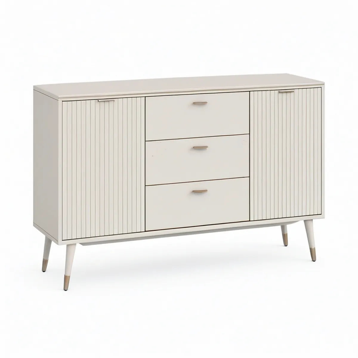 Aparador Retangular em MDF Branco e Dourado 120 x 40 x 80 cm