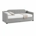 Cama de Solteiro Estofada Cinzenta 90 x 200 cm com Cabeceira e Laterais Elevadas