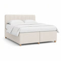 Cama de Casal Estofada Bege para Colchão 160 x 200 cm, 174 x 215 x 110 cm