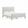 Cama de Casal Estofada Cinzento-Claro 160 x 200 cm