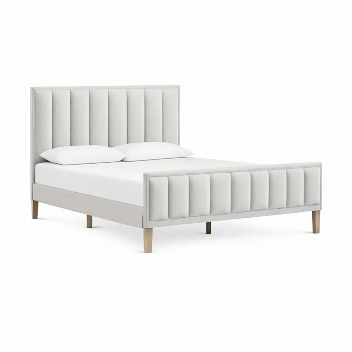 Cama de Casal Estofada Cinzento-Claro 160 x 200 cm