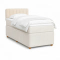 Cama Individual Estofada com Cabeceira Acolchoada 90 x 200 cm Creme