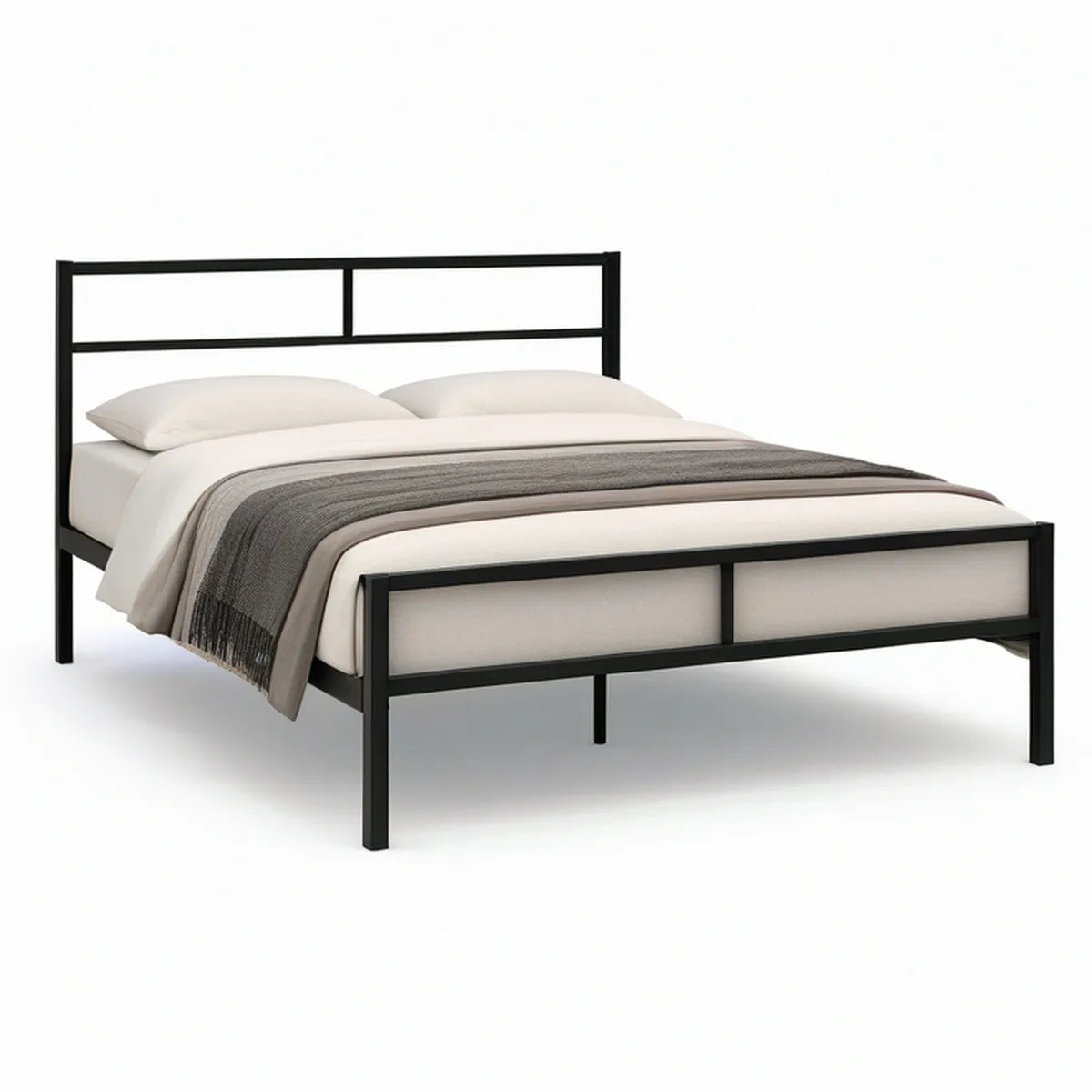 Estrutura de Cama de Casal em Aço Preto para Colchão 140 x 190 cm