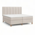 Cama de Casal Estofada com Arrumação 160 x 200 cm Bege e Castanho-claro