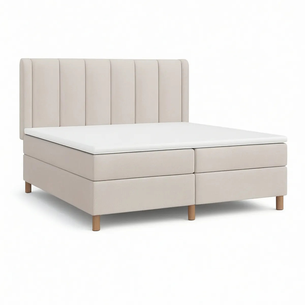 Cama de Casal Estofada com Arrumação 160 x 200 cm Bege e Castanho-claro