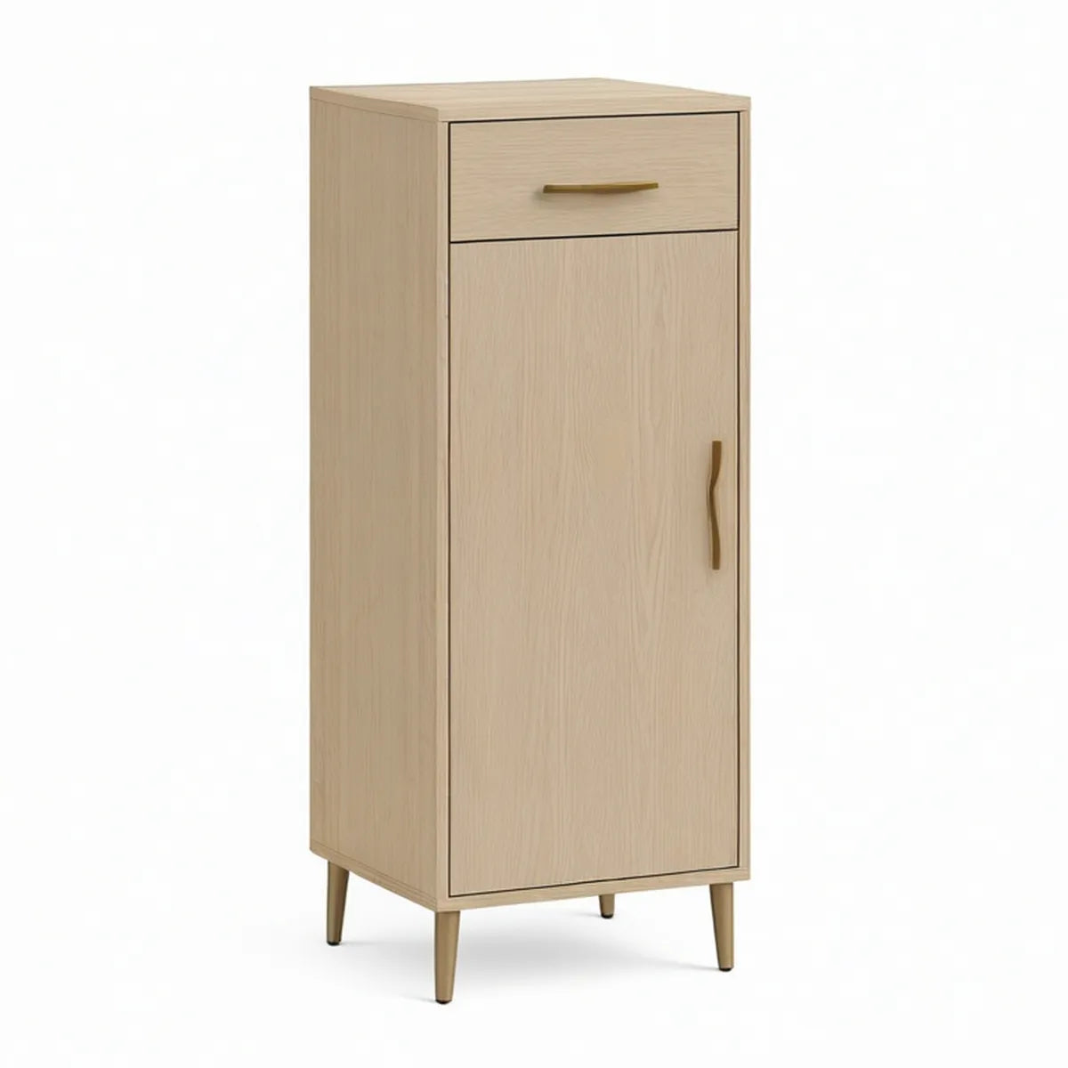 Aparador Alto em MDF Carvalho Claro com 1 Porta e 1 Gaveta, 60 x 40 x 120 cm