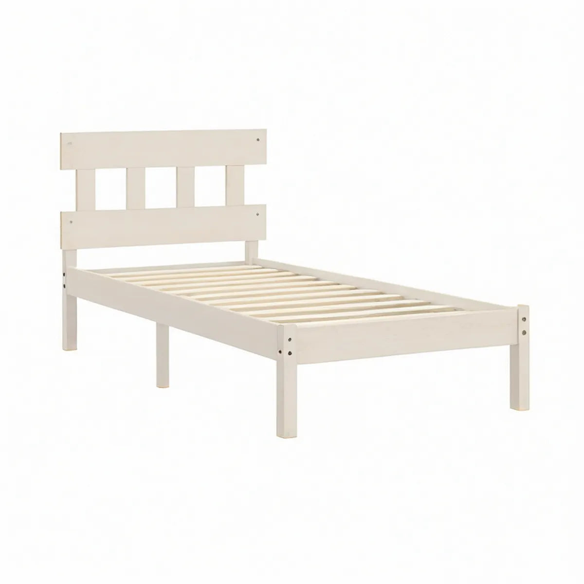 Cama Individual Infantil em Pinho Maciço Branco para Colchão 90 x 190 cm