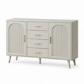 Aparador em MDF Lacado Cinzento-Claro e Dourado com 2 Portas e 4 Gavetas, 160 x 40 x 90 cm