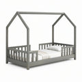 Cama Infantil em Forma de Casa em Madeira Maciça de Pinho Cinzento 90 x 190 cm