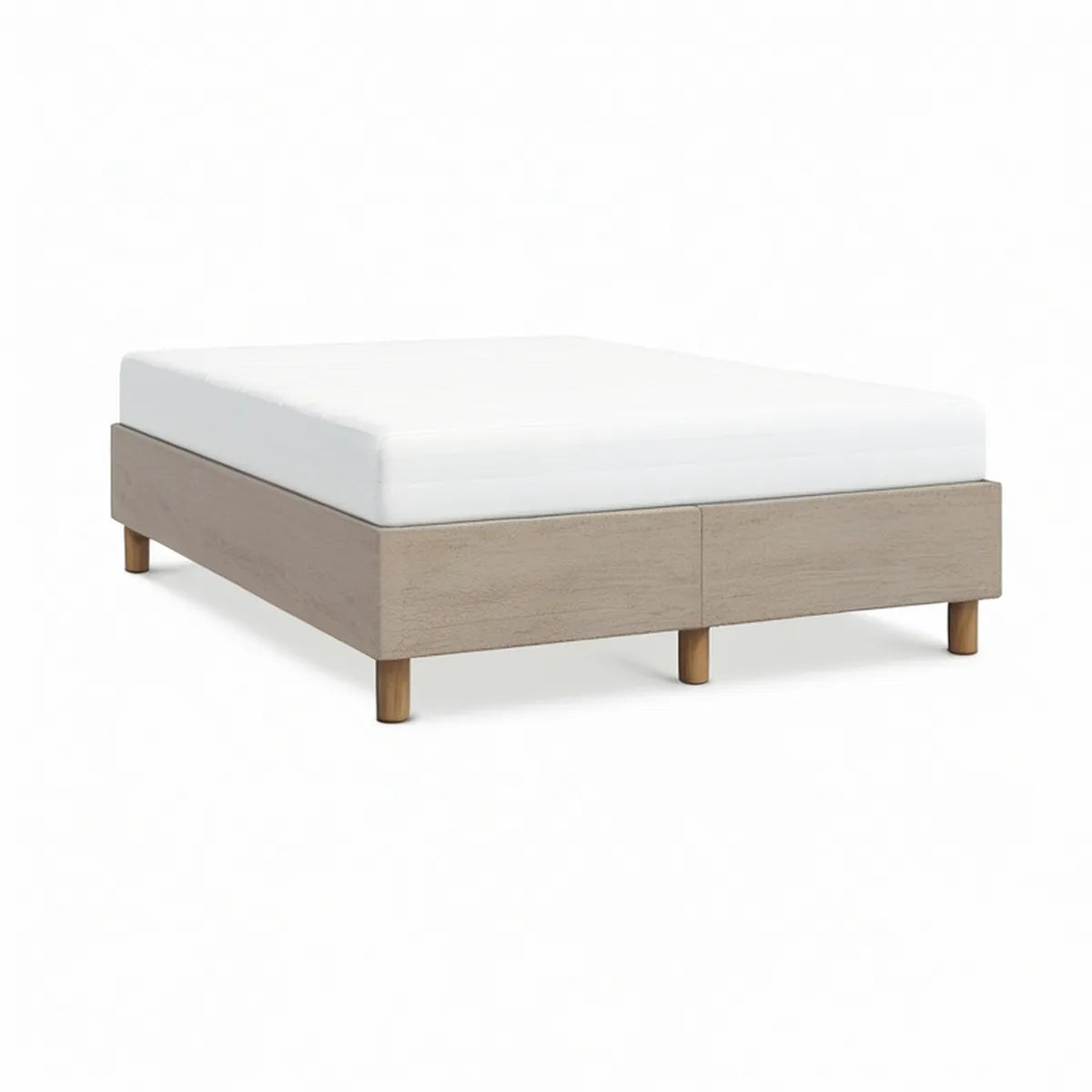 Cama de Casal 160 x 200 cm com Colchão, Bege Carvalho Claro e Branco