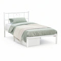 Cama Individual em Aço Branco com Cabeceira Decorativa em Coração 90 x 190 cm